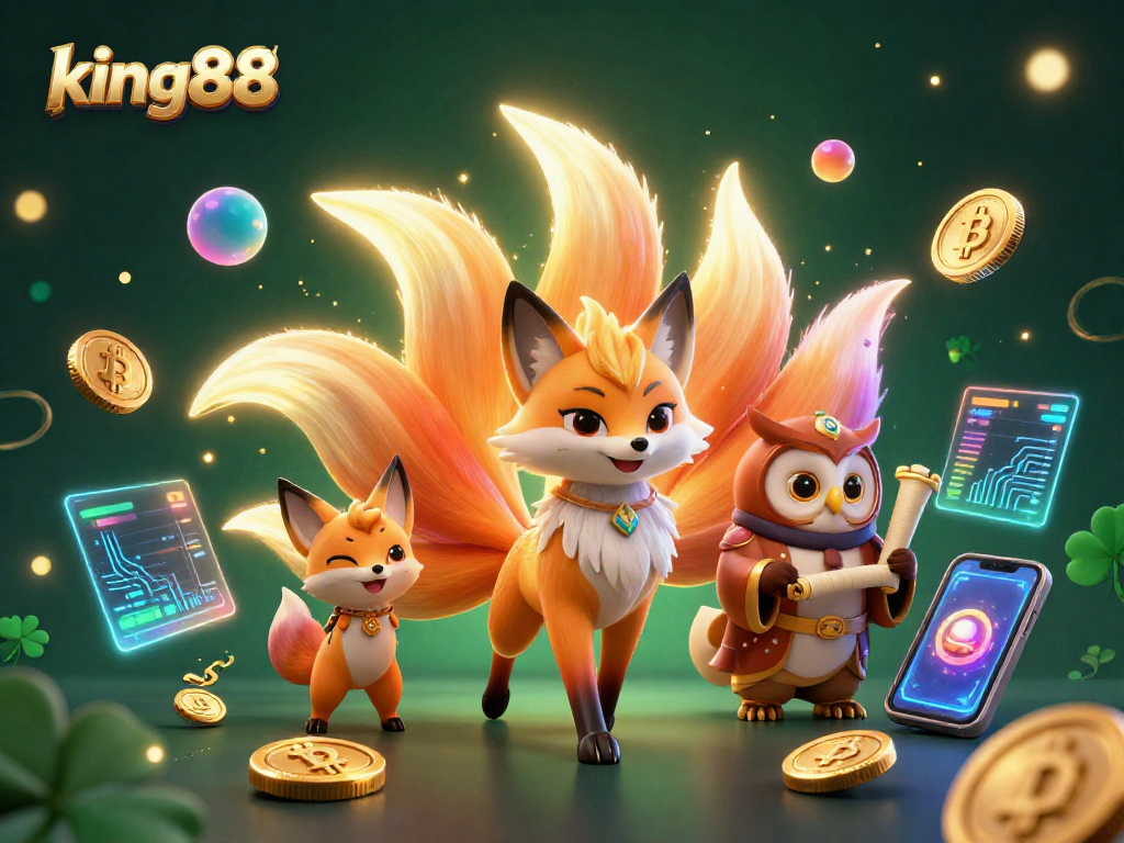 Experience the magic of king88 as vibrant characters dance through a crypto casino world.
