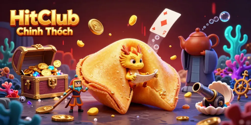Engage the world of HitClub Chính Thức with a vibrant underwater casino scene illustrating fortune and fun.