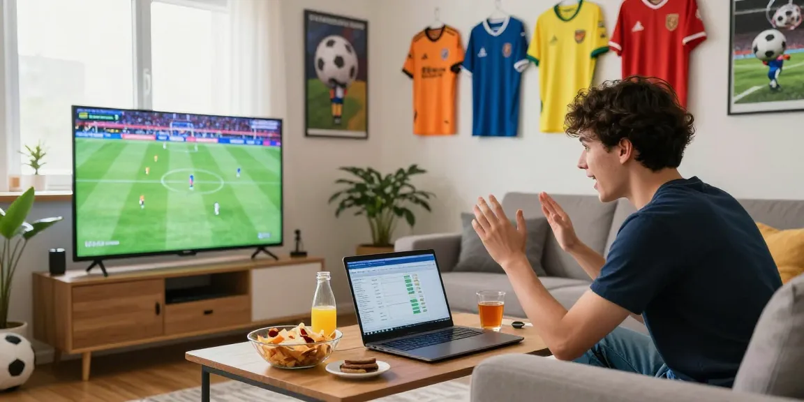 Weddenschappen op Jupiler League in een levendige woonkamer met fan die inzet.
