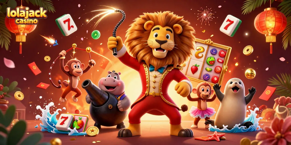 Experience gaming action at lolajack casino with vibrant characters and dynamic symbols.